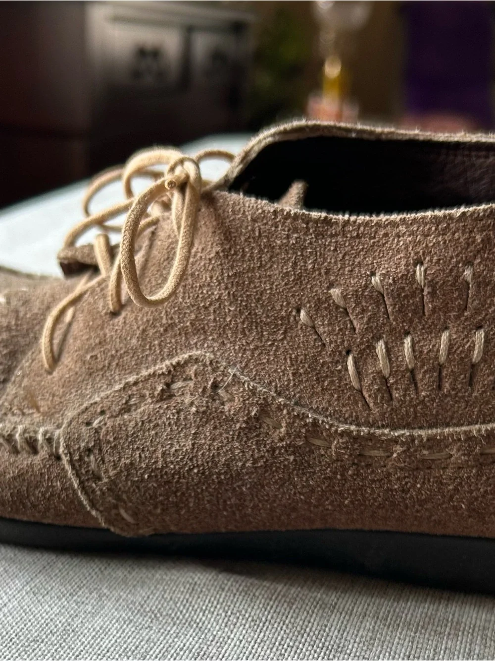 Minnetonka Brown Suede Moccasin Lace-Up Flats